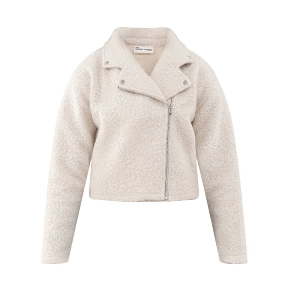 No Boundaries Asymmetric Zip Faux Shearling Moto Jacket Size M(8-10)